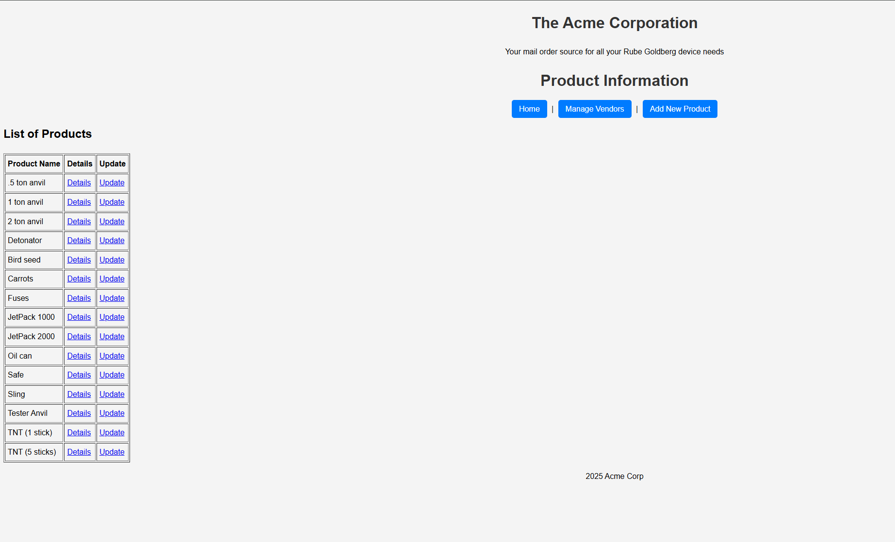 Basic PHP page showcasing Acme corporation
